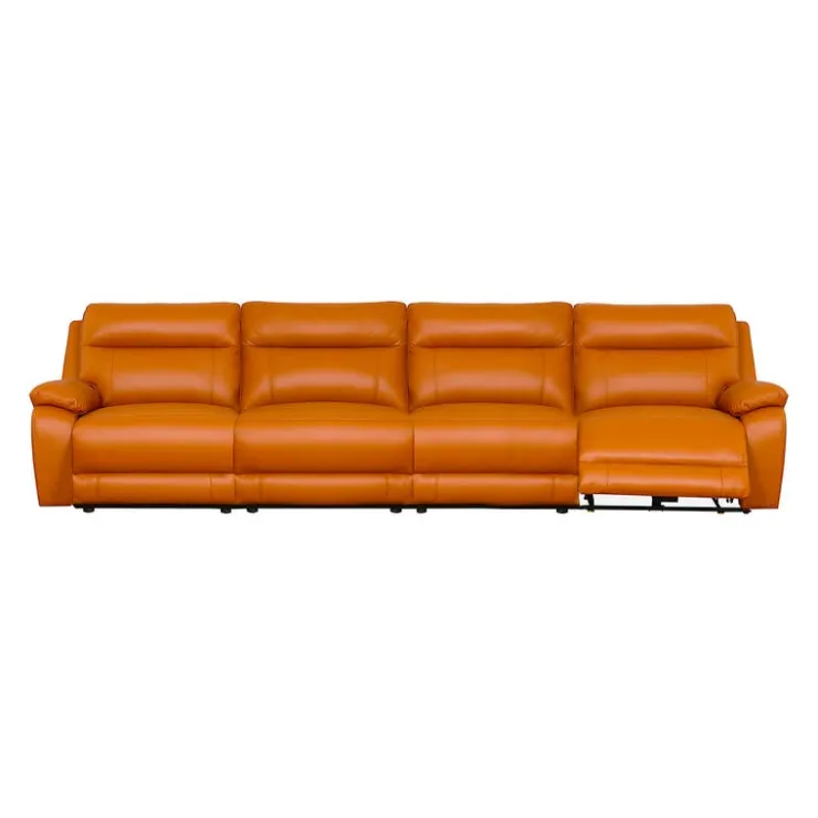 Genuine Leather Power Modular Reclining Sofa - 4 pcs Tan / Cognac Discount