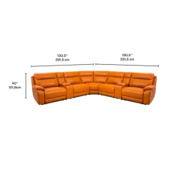Genuine Leather Power Modular Reclining Sectional with 2 Consoles - 7 pcs Tan/Cognac Best