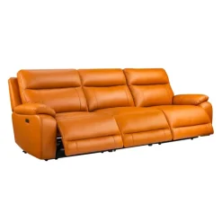 Genuine Leather Power Modular Reclining Sofa - 3 pcs Tan / Cognac Hot