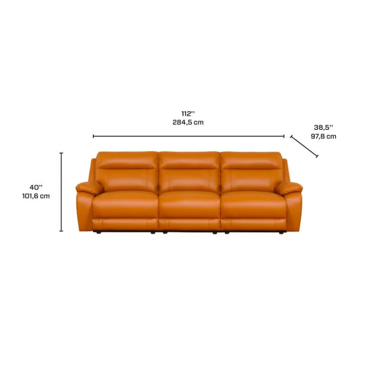 Genuine Leather Power Modular Reclining Sofa - 3 pcs Tan / Cognac Hot