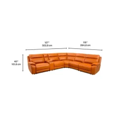Genuine Leather Power Modular Reclining Sectional with Console - 6 pcs Tan / Cognac Online