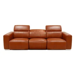 HTL Genuine Leather Power Modular Reclining Sofa with Adjustable Headrests – 3 pcs Brown Clearance