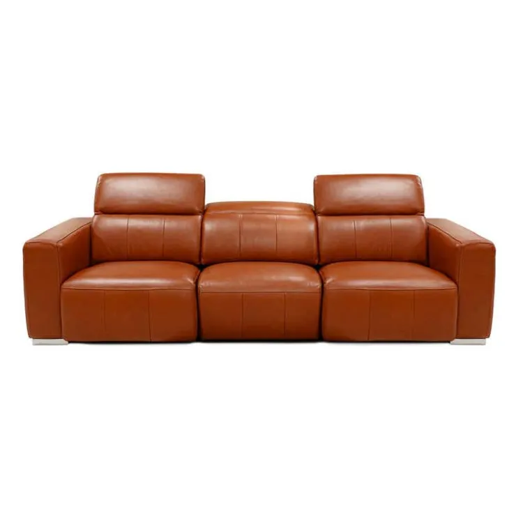 HTL Genuine Leather Power Modular Reclining Sofa with Adjustable Headrests – 3 pcs Brown Clearance