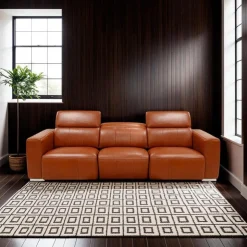 HTL Genuine Leather Power Modular Reclining Sofa with Adjustable Headrests – 3 pcs Brown Clearance