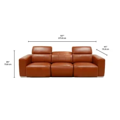 HTL Genuine Leather Power Modular Reclining Sofa with Adjustable Headrests – 3 pcs Brown Clearance