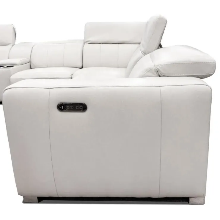 HTL Genuine Leather Power Modular Reclining Sectional with Adjustable Headrests – 6 pcs Beige Best