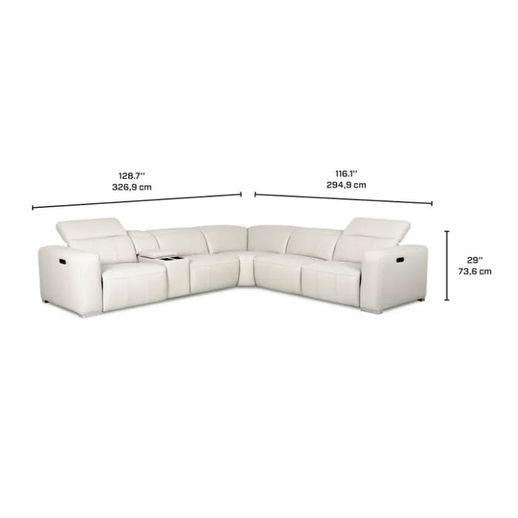 HTL Genuine Leather Power Modular Reclining Sectional with Adjustable Headrests – 6 pcs Beige Best
