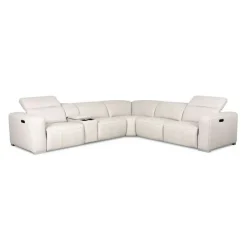 HTL Genuine Leather Power Modular Reclining Sectional with Adjustable Headrests – 6 pcs Beige Best