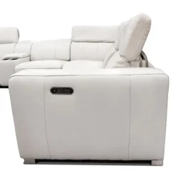HTL Genuine Leather Power Modular Reclining Sectional with Adjustable Headrests – 6 pcs Beige Best