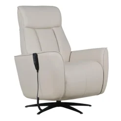 Genuine Leather Power Recliner and Swivel Chair with 4 Motors, Massage, Built-In Speakers, and LED Lighting Cream Sale
