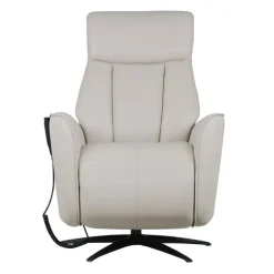 Genuine Leather Power Recliner and Swivel Chair with 4 Motors, Massage, Built-In Speakers, and LED Lighting Cream Sale