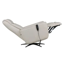 Genuine Leather Power Recliner and Swivel Chair with 4 Motors, Massage, Built-In Speakers, and LED Lighting Cream Sale