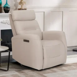 Genuine Leather Power Recliner - Beige Outlet