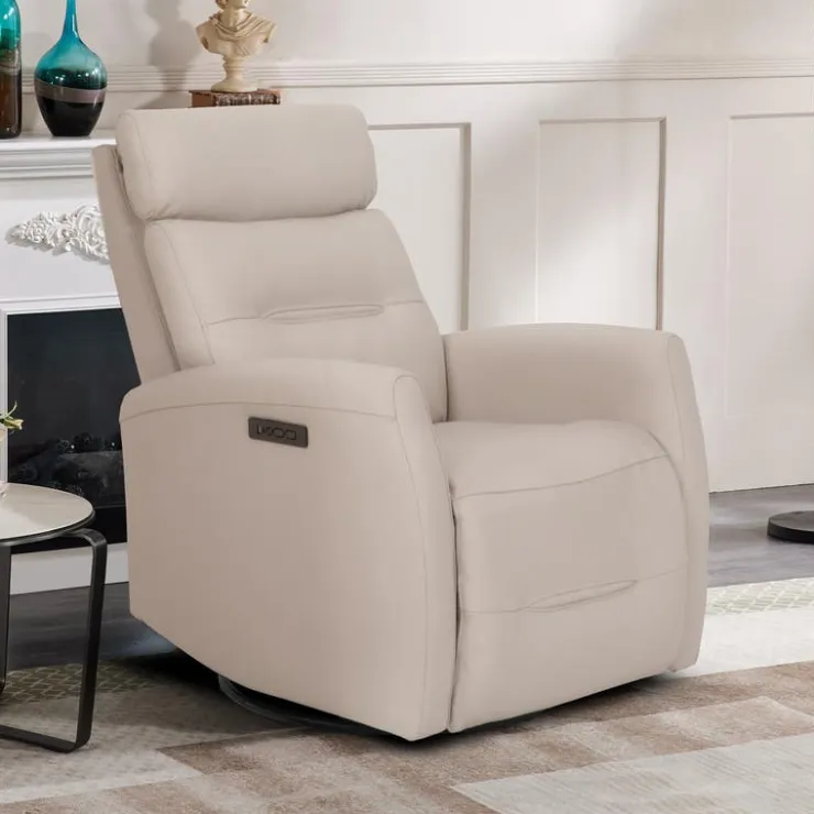 Genuine Leather Power Recliner - Beige Outlet