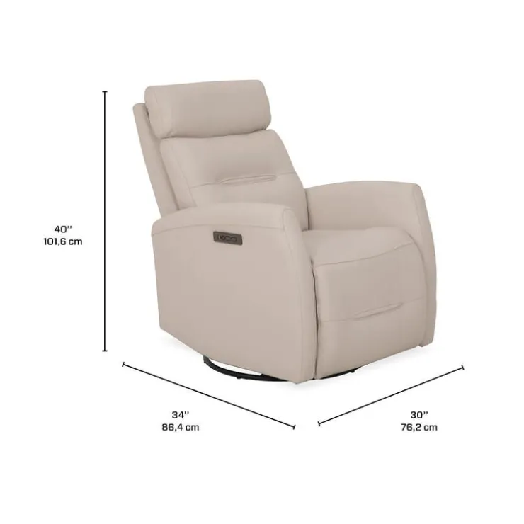 Genuine Leather Power Recliner - Beige Outlet