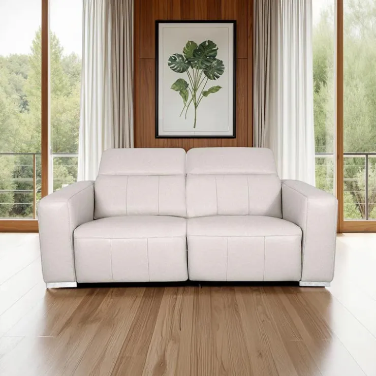 HTL Genuine Leather Power Reclining Modular Loveseat with Adjustable Headrests – 2 pcs Beige Best