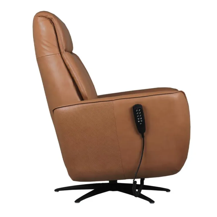 Genuine Leather Power Recliner and Swivel Chair with 4 Motors, Massage, Built-In Speakers, and LED Lighting Brown Discount