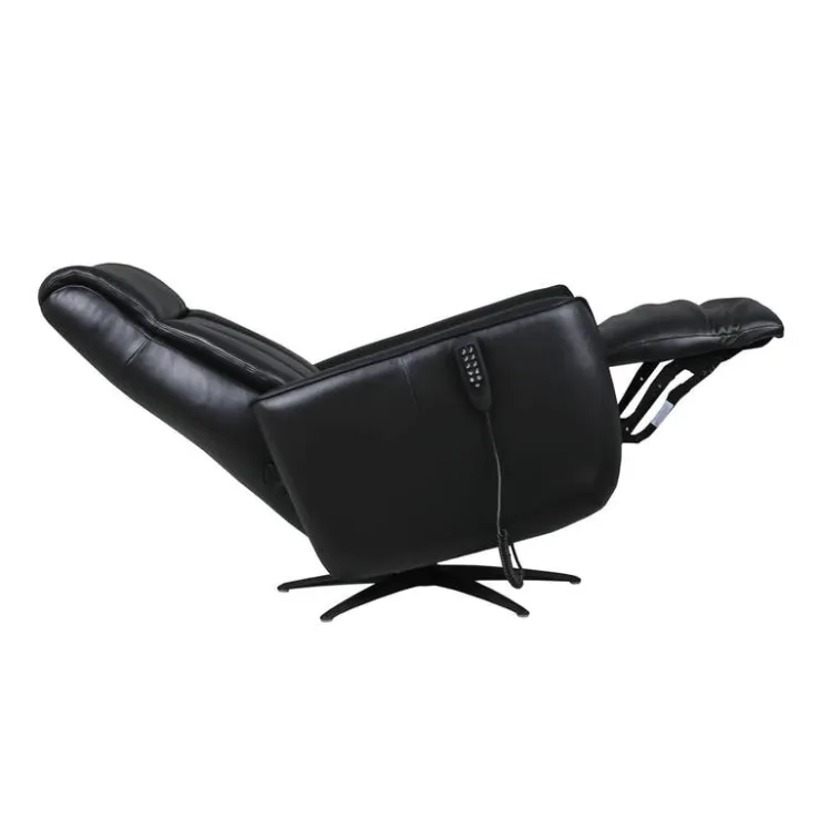 Genuine Leather Power Recliner and Swivel Chair with 4 Motors, Massage, Built-In Speakers, and LED Lighting Black Best