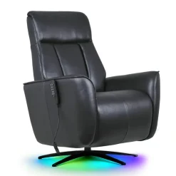 Genuine Leather Power Recliner and Swivel Chair with 4 Motors, Massage, Built-In Speakers, and LED Lighting Black Best