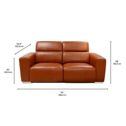 HTL Genuine Leather Power Reclining Modular Loveseat with Adjustable Headrests – 2 pcs Brown New