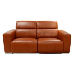 HTL Genuine Leather Power Reclining Modular Loveseat with Adjustable Headrests – 2 pcs Brown New