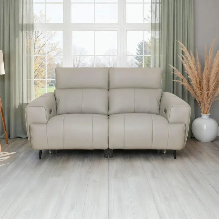 Genuine Leather Power Reclining Loveseat Grey Online