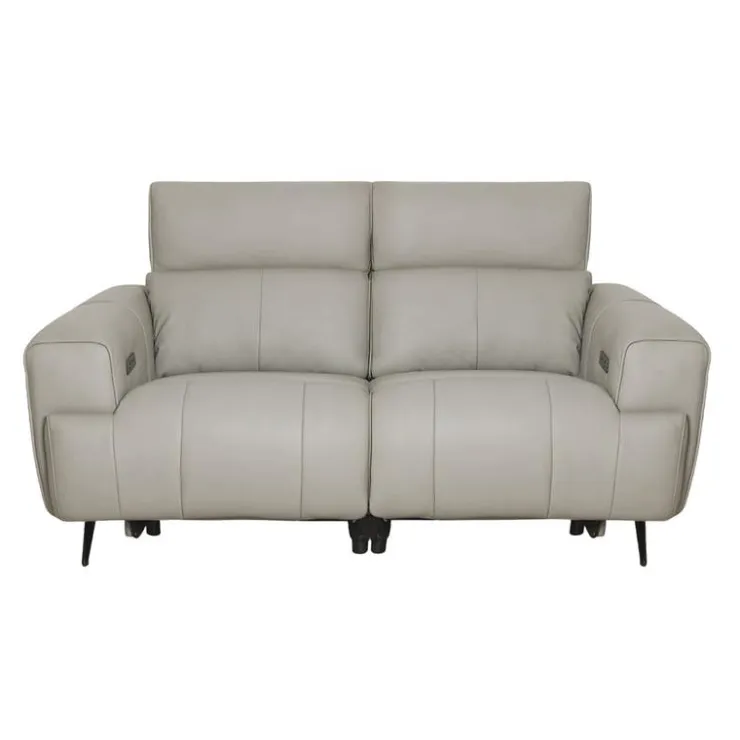 Genuine Leather Power Reclining Loveseat Grey Online