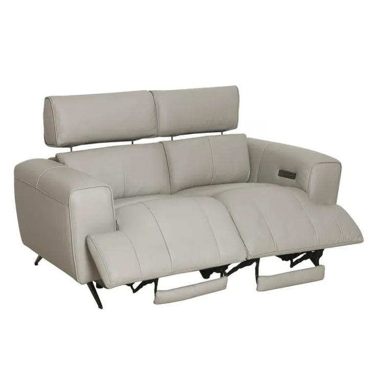 Genuine Leather Power Reclining Loveseat Grey Online