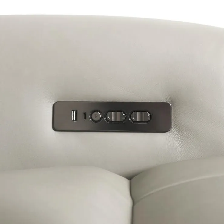 Genuine Leather Power Reclining Loveseat Grey Online