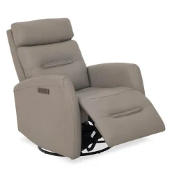 Genuine Leather Power Recliner - Grey Discount