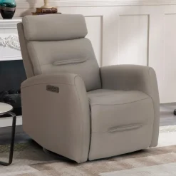 Genuine Leather Power Recliner - Grey Discount