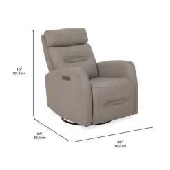 Genuine Leather Power Recliner - Grey Discount