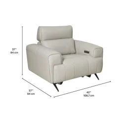 Genuine Leather Power Recliner Grey Discount