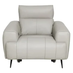 Genuine Leather Power Recliner Grey Discount