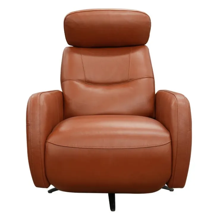 HTL Genuine Leather Power Swivel Recliner with Adjustable Headrest – TAN Clearance