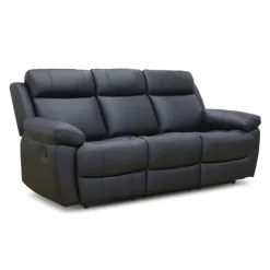 Genuine Leather Reclining Sofa Black Sale
