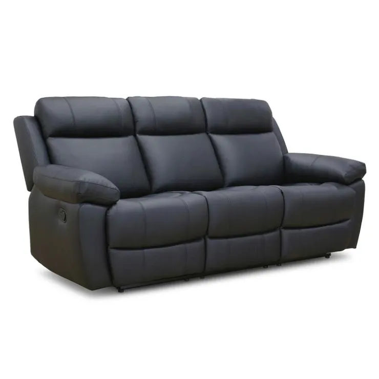 Genuine Leather Reclining Sofa Black Sale