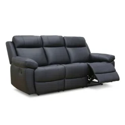 Genuine Leather Reclining Sofa Black Sale