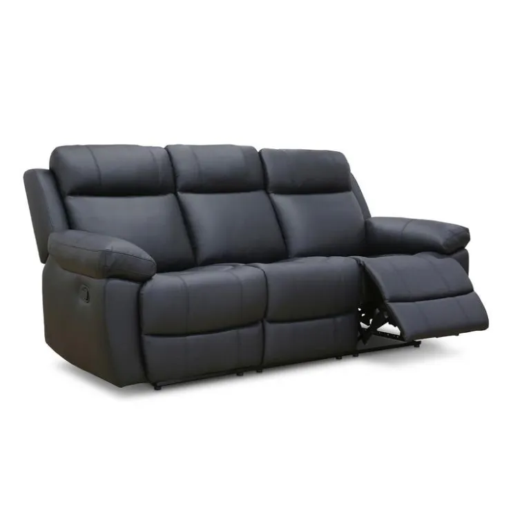 Genuine Leather Reclining Sofa Black Sale