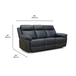 Genuine Leather Reclining Sofa Black Sale