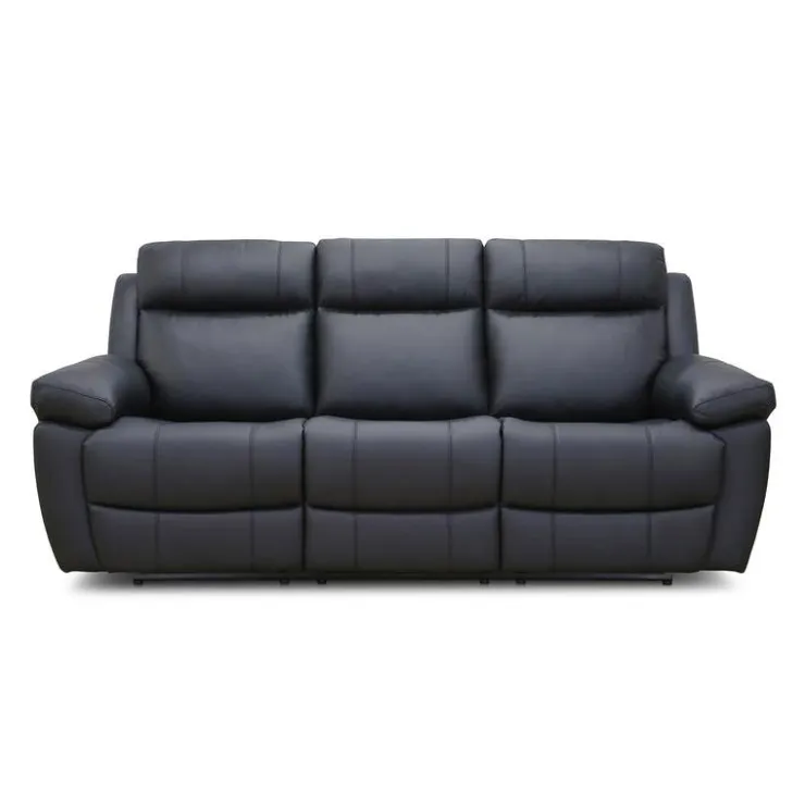 Genuine Leather Reclining Sofa Black Sale