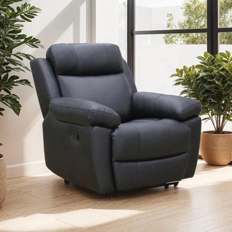 Genuine Leather Rocking Recliner Black Best