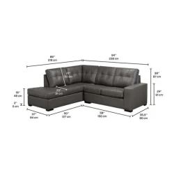 Sofa By Fancy Genuine Leather Sectional - Left-Side Chaise Grey Best