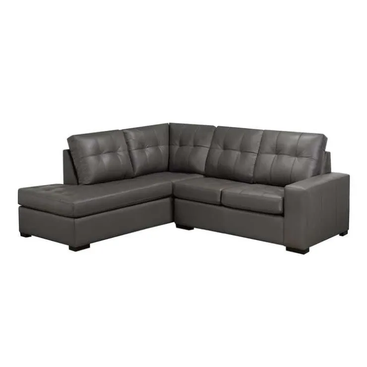 Sofa By Fancy Genuine Leather Sectional - Left-Side Chaise Grey Best
