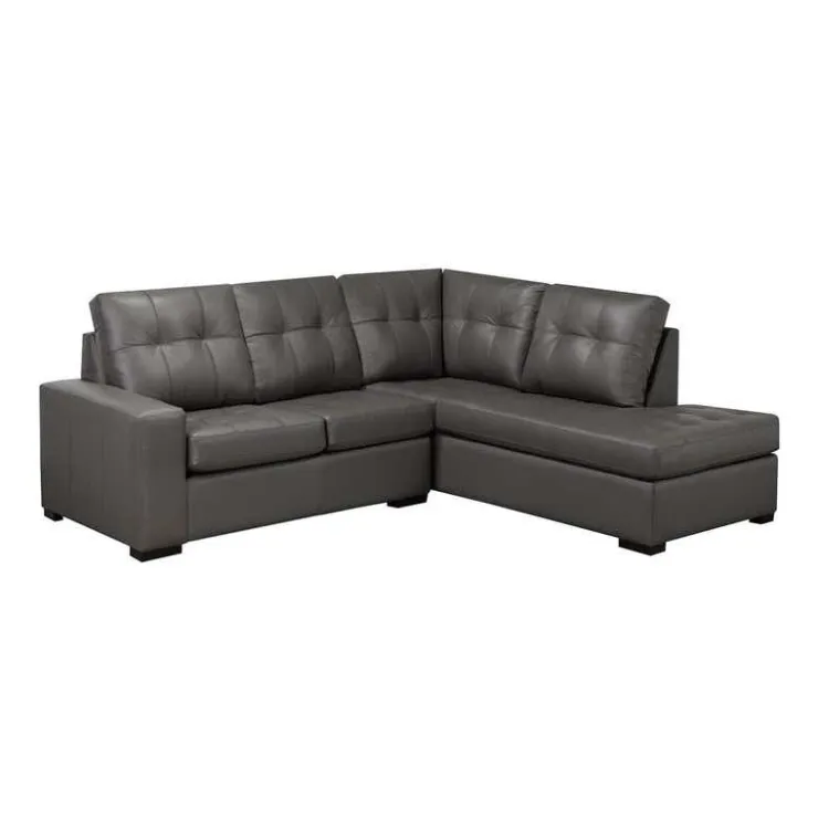Sofa By Fancy Genuine Leather Sectional - Right-Side Chaise Grey Outlet