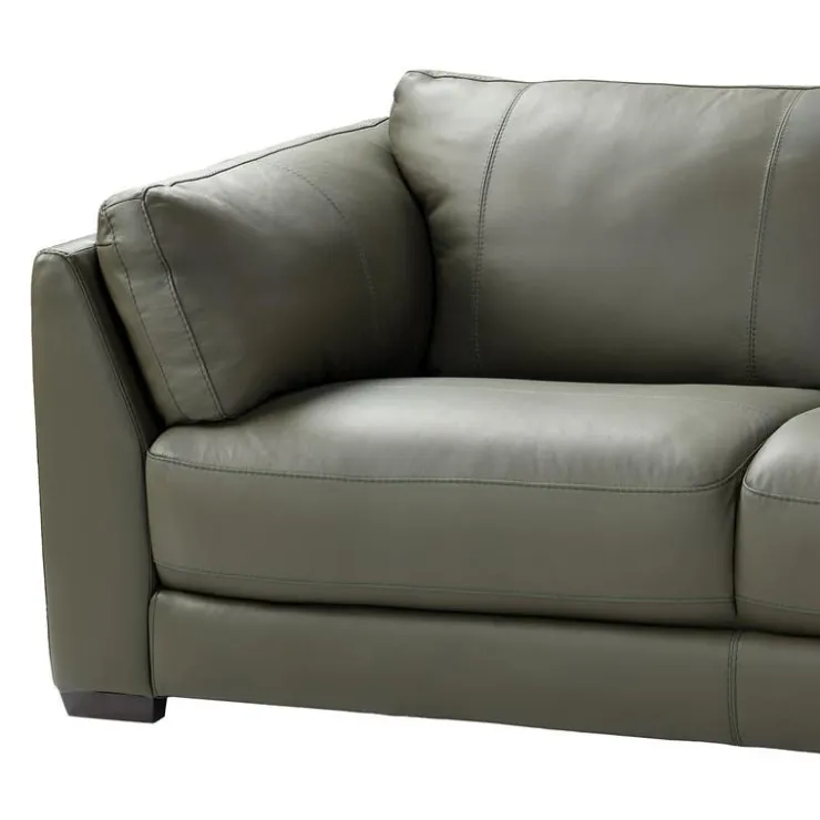 HTL Genuine Leather Sectional with Right-Side Extra Seat Vert Khaki Online