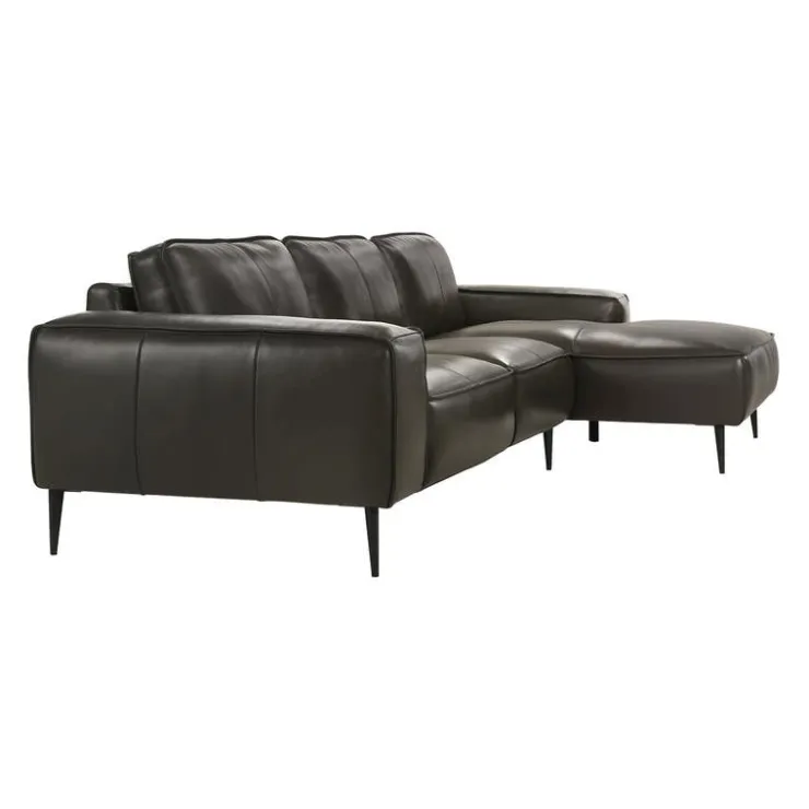 Genuine Leather Sectional with Right-Side Chaise Brown Best