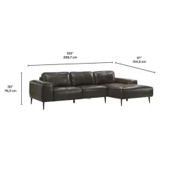 Genuine Leather Sectional with Right-Side Chaise Brown Best