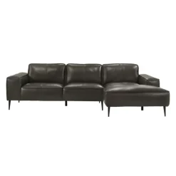 Genuine Leather Sectional with Right-Side Chaise Brown Best