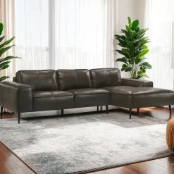 Genuine Leather Sectional with Right-Side Chaise Brown Best
